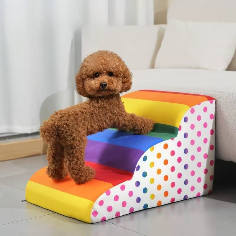 Colorful Pet 2/3 Step Staircase Dog/Cat Ramp Ladder Detachable and Washable Training Pet Ramp Staircase Pet Supplies