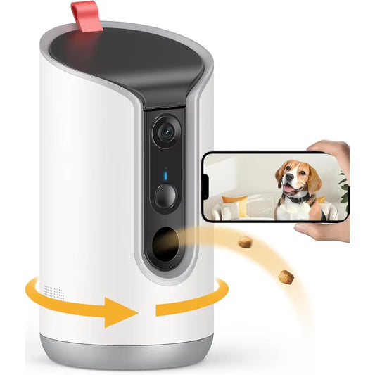 2K Pet Camera Treat Dispenser, 360°View Dog Camera with Phone App, 5G&2.4G Wifi 2-Way Talk Pet Camera Indoor for Cats Remote Tre