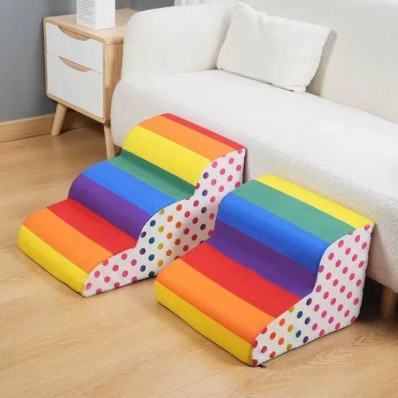 Colorful Pet 2/3 Step Staircase Dog/Cat Ramp Ladder Detachable and Washable Training Pet Ramp Staircase Pet Supplies