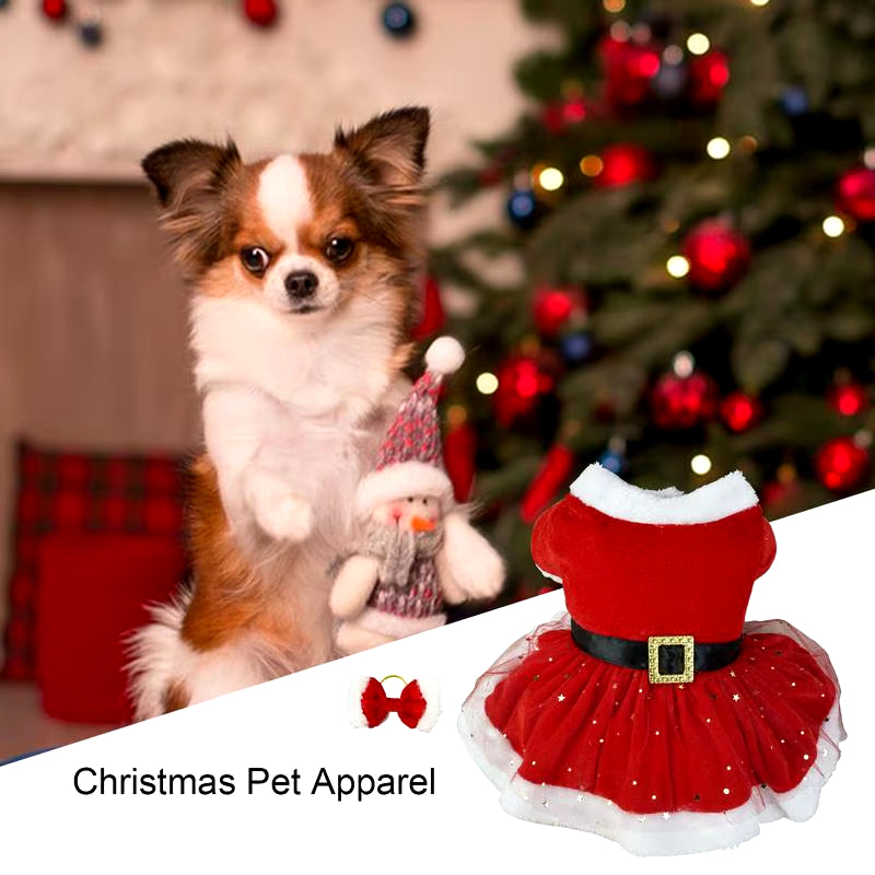 Christmas Pet Dress for Small Middle Dogs Kitten Skirt Puppy Fleece Dress Xmas Clothes Pet Supplies Dog Costume