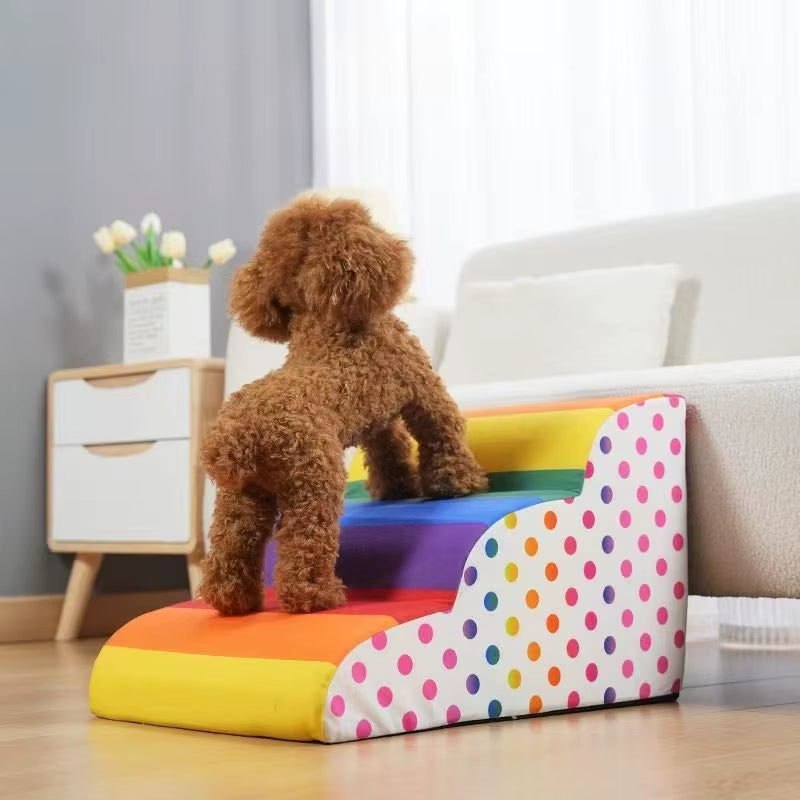 Colorful Pet 2/3 Step Staircase Dog/Cat Ramp Ladder Detachable and Washable Training Pet Ramp Staircase Pet Supplies